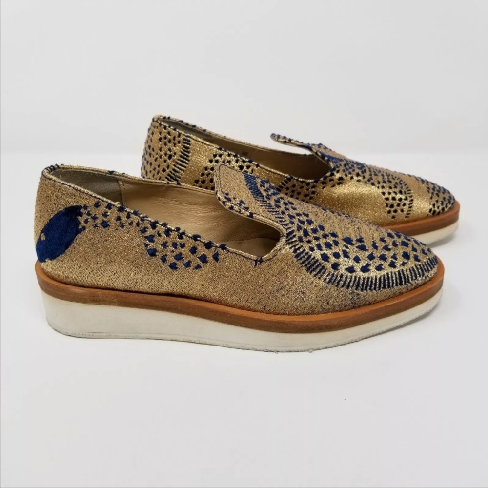 Free People Snake Eyes Loafe Gold Platform Shoe Women's Size 36 fits Sz … - Picture 3 of 14